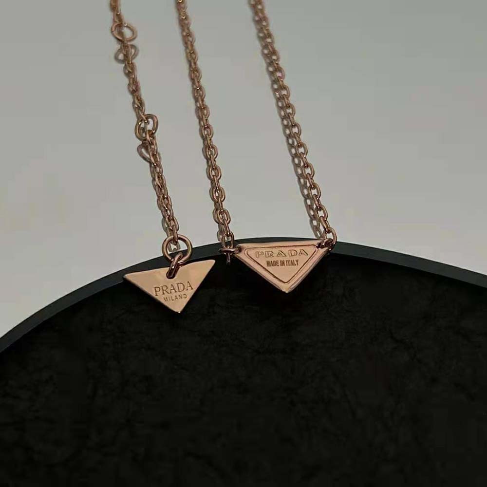 Prada Women Eternal Gold Necklace in Pink Gold with Nano Triangle Pendant - image 5
