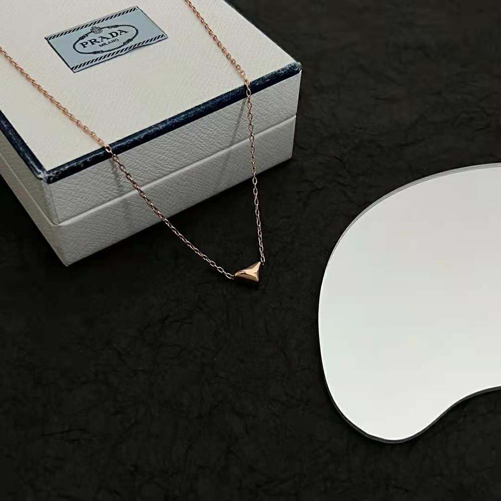 Prada Women Eternal Gold Necklace in Pink Gold with Nano Triangle Pendant - image 4