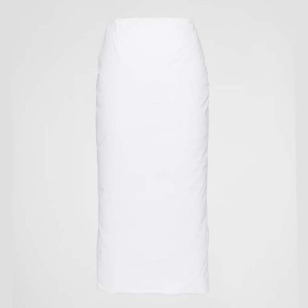 Front view of Prada Women Padded Cotton Pencil Skirt with Triangle Logo