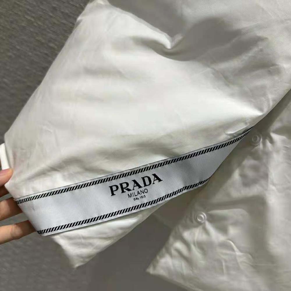 Prada Women Padded Cotton Pencil Skirt with Triangle Logo - image 9