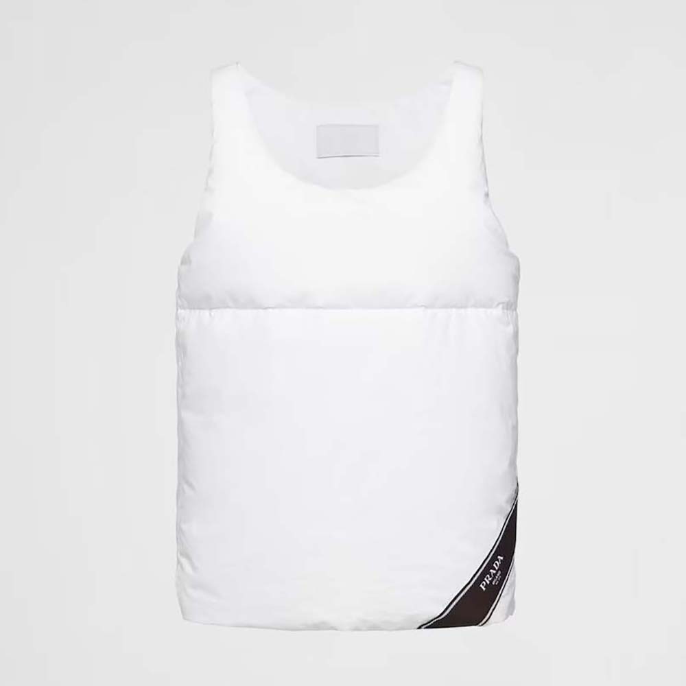 Front view of Prada Men Padded Cotton Top-White showing quilted texture