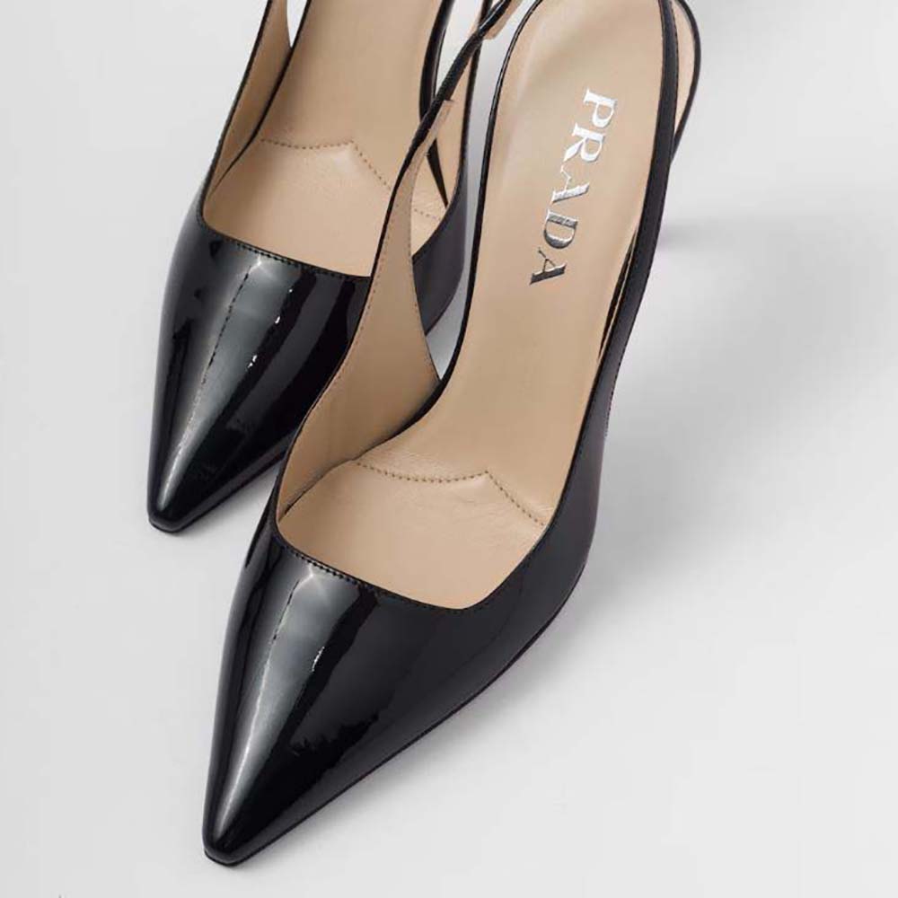 Prada Women Patent Leather Slingbacks-Black - image 4