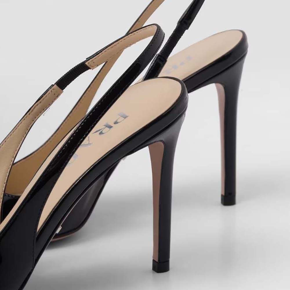 Prada Women Patent Leather Slingbacks-Black - image 5
