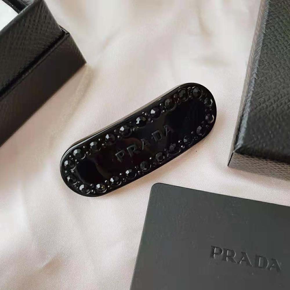 Prada Women Plex Hair Clip worn in styled updo detail