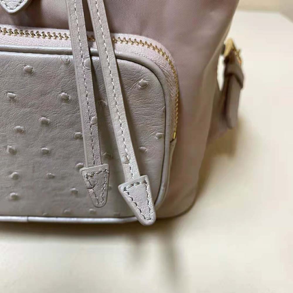 Prada Women Re-Nylon and Ostrich Leather Backpack-Pink - image 8