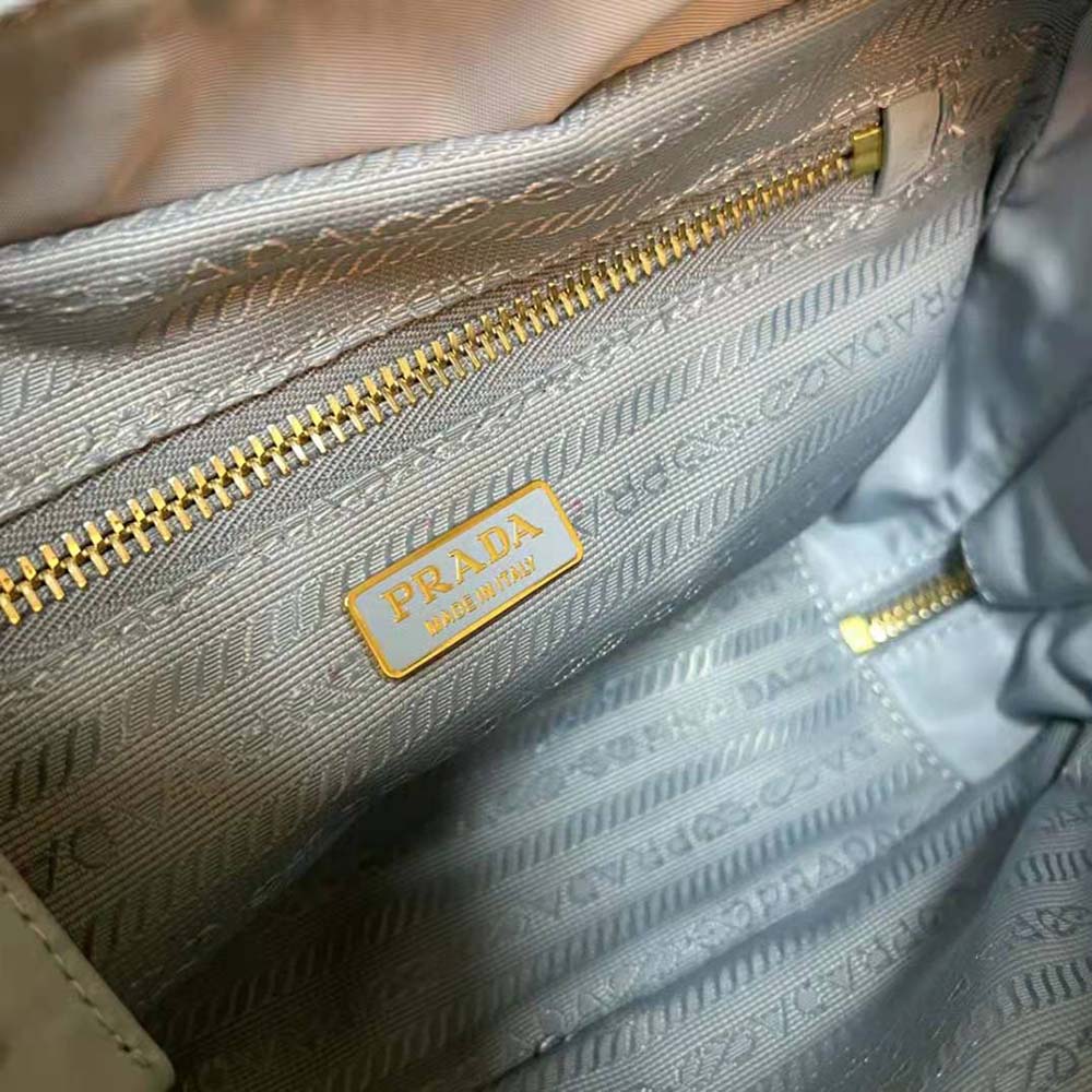 Prada Women Re-Nylon and Ostrich Leather Two-handle Bag-Blue - image 10