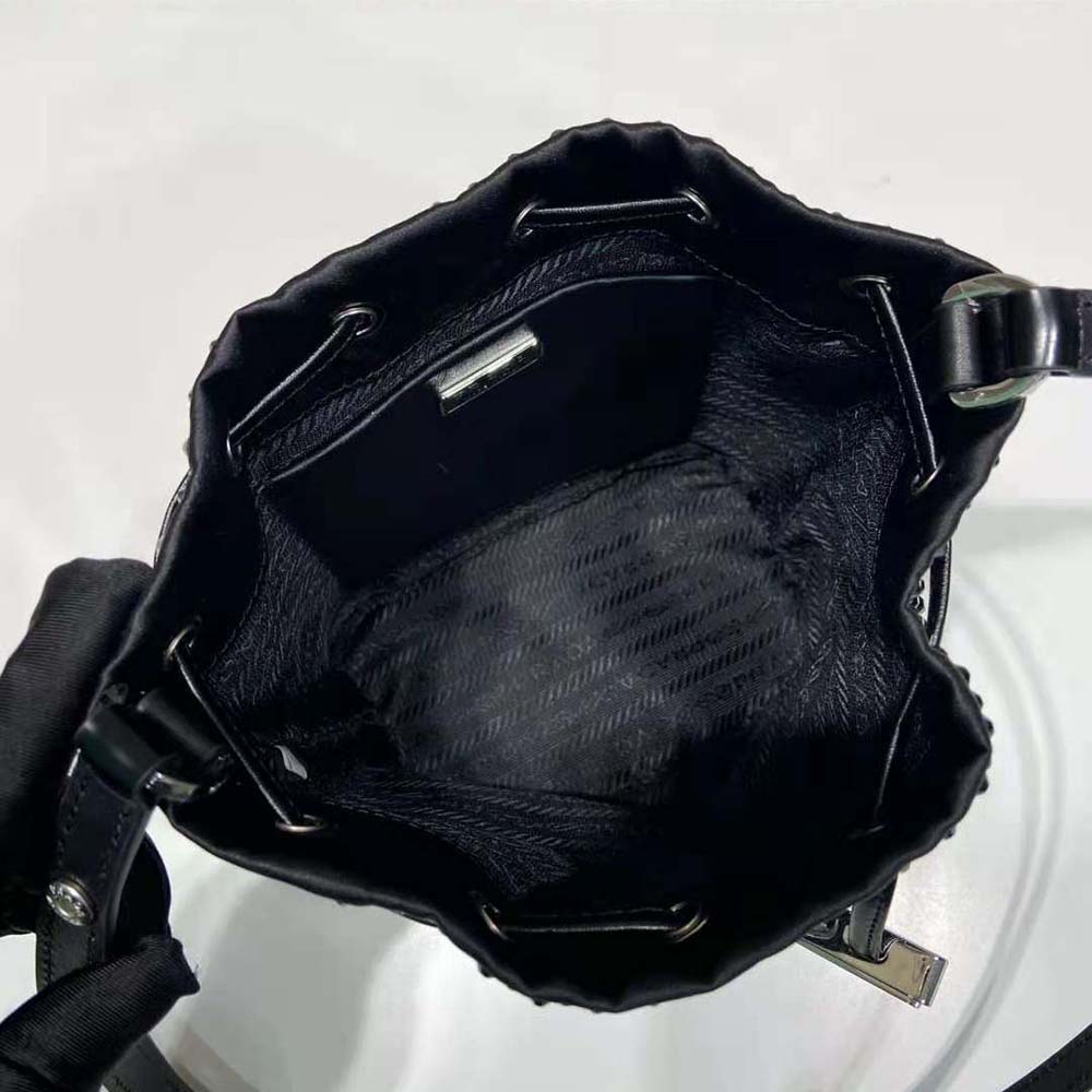 Prada Women Satin Mini-bag with Crystals-Black - image 8