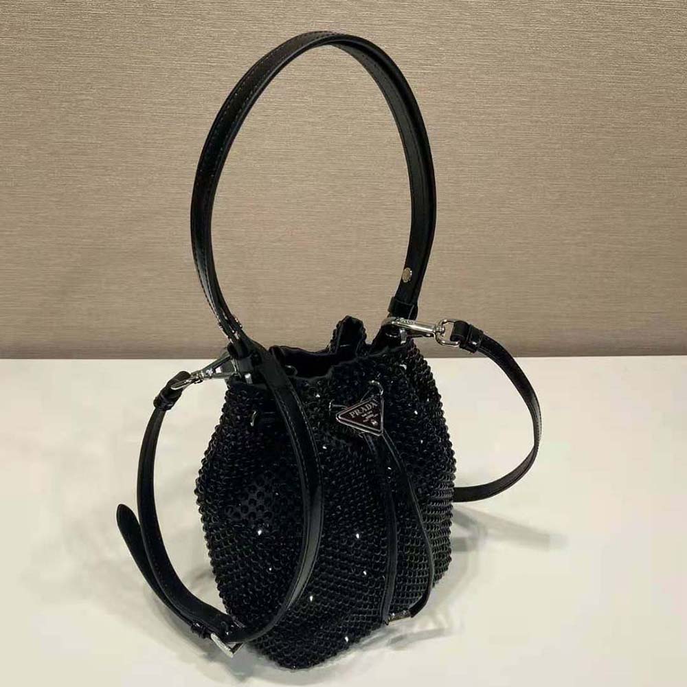 Prada Women Satin Mini-bag with Crystals-Black - image 4