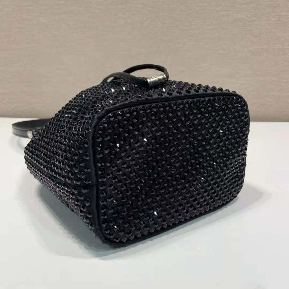 Prada Women Satin Mini-bag with Crystals-Black - image 6
