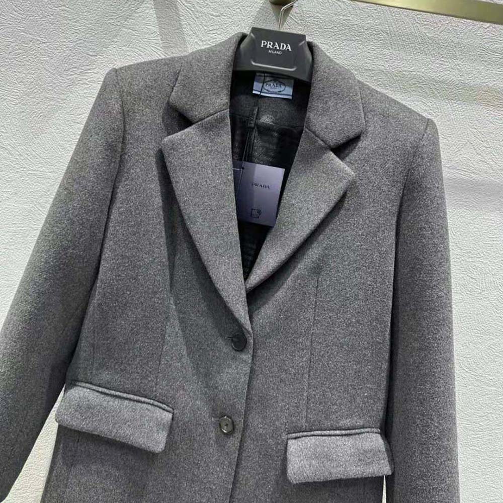 Prada Women Single-breasted Velour Coat - image 4