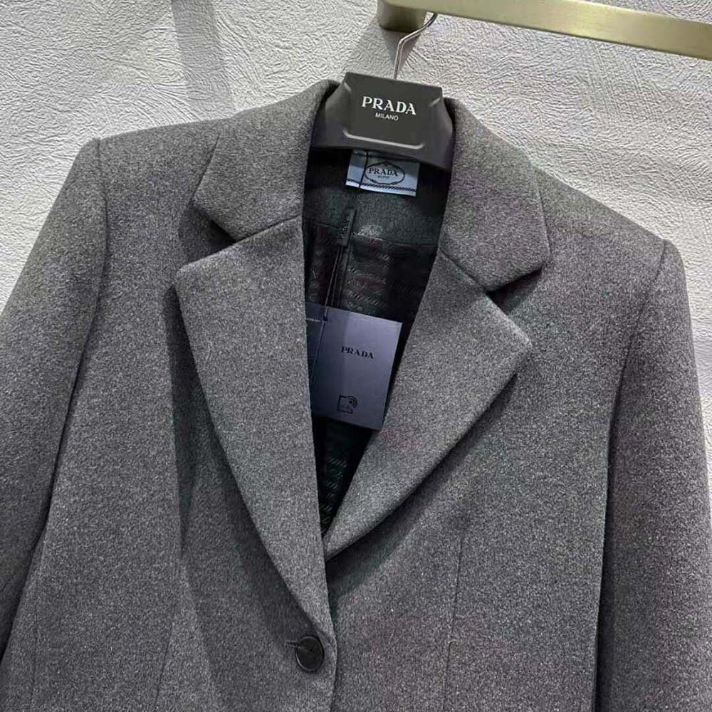 Prada Women Single-breasted Velour Coat - image 5