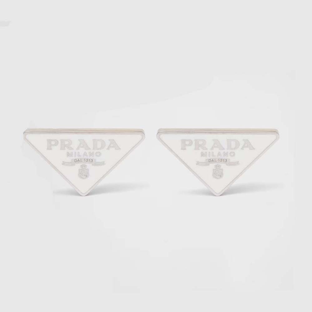 Front view of Prada Women Symbole Earrings in sterling silver