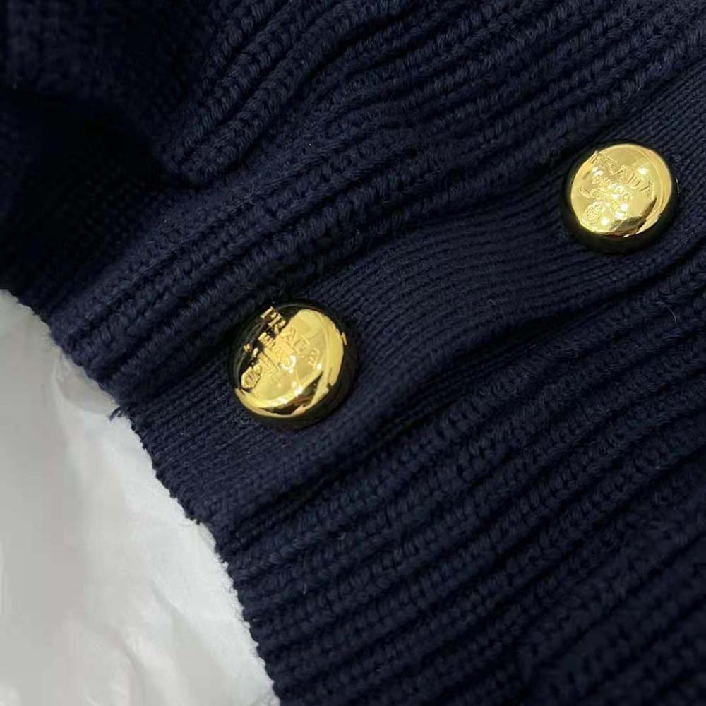 Prada Wool Cardigan with Contemporary Elegance Features Shiny Gold Buttons - image 5