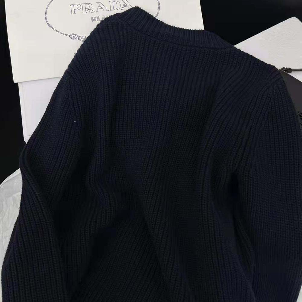 Prada Wool Cardigan with Contemporary Elegance Features Shiny Gold Buttons - image 7