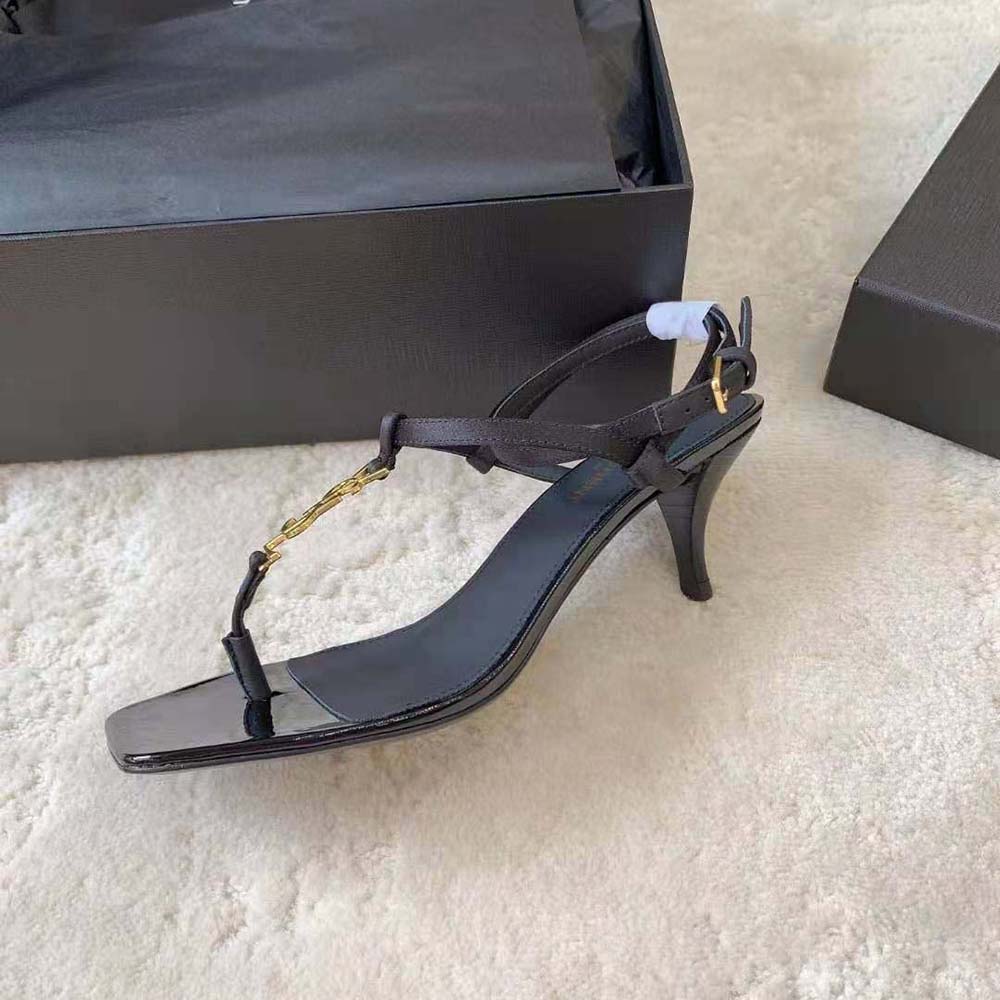Saint Laurent YSL Women Cassandra Sandals in Silk Satin-Black - image 5