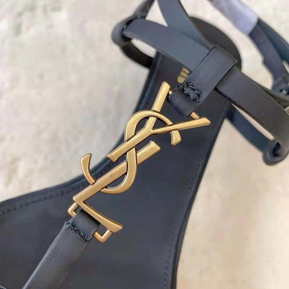 Saint Laurent YSL Women Cassandra Sandals in Smooth Leather-Black - image 6