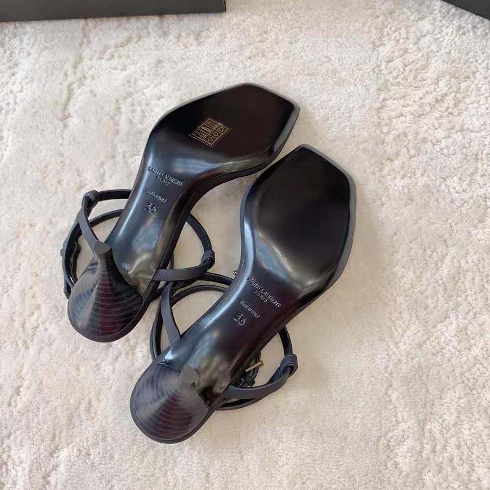 Saint Laurent YSL Women Cassandra Sandals in Smooth Leather-Black - image 10