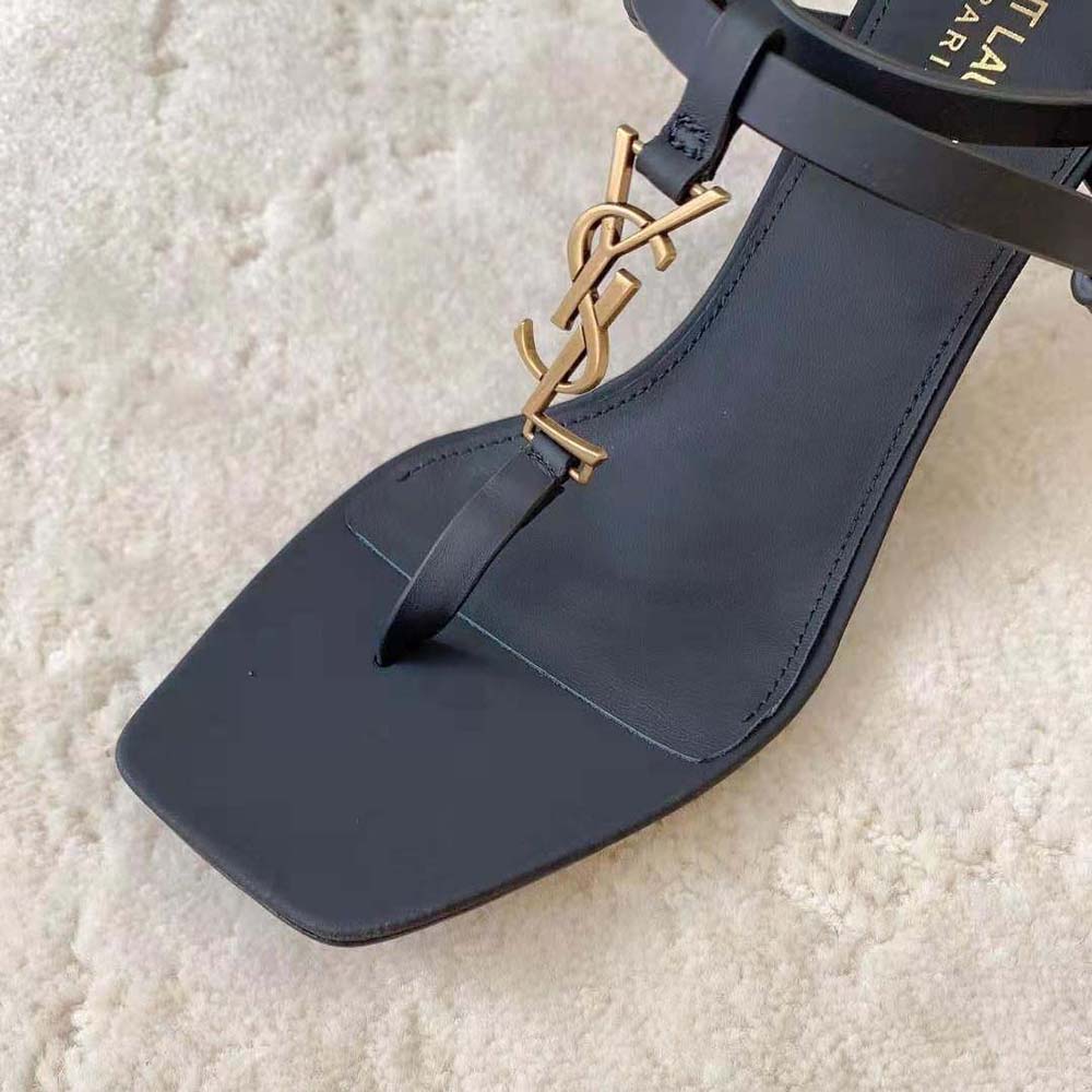 Saint Laurent YSL Women Cassandra Sandals in Smooth Leather-Black - image 8