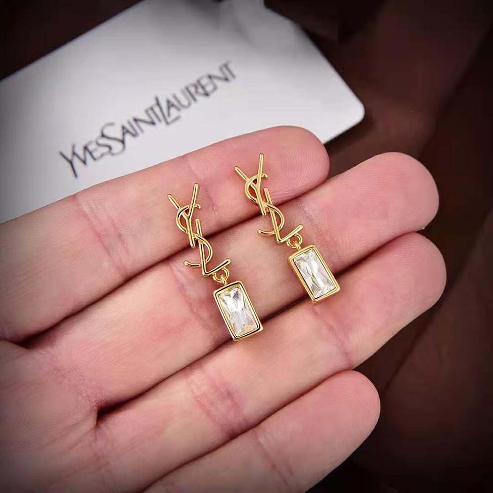 Saint Laurent YSL Women Cassandre Single Earring in Metal and Rhinestones - image 6