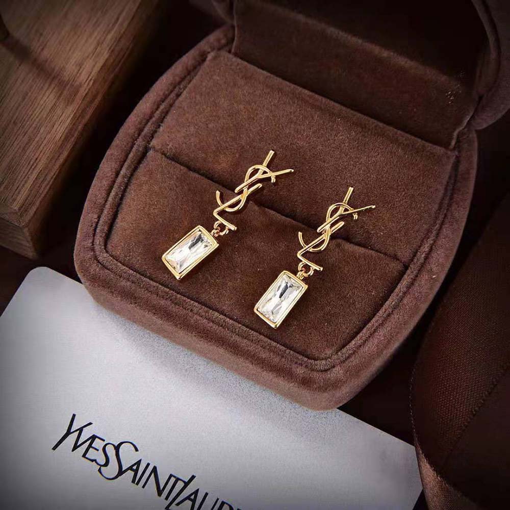 Saint Laurent YSL Women Cassandre Single Earring in Metal and Rhinestones - image 4