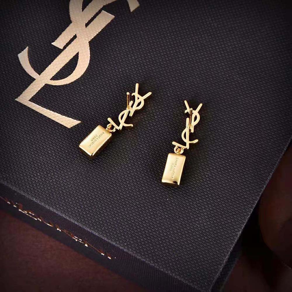 Saint Laurent YSL Women Cassandre Single Earring in Metal and Rhinestones - image 5