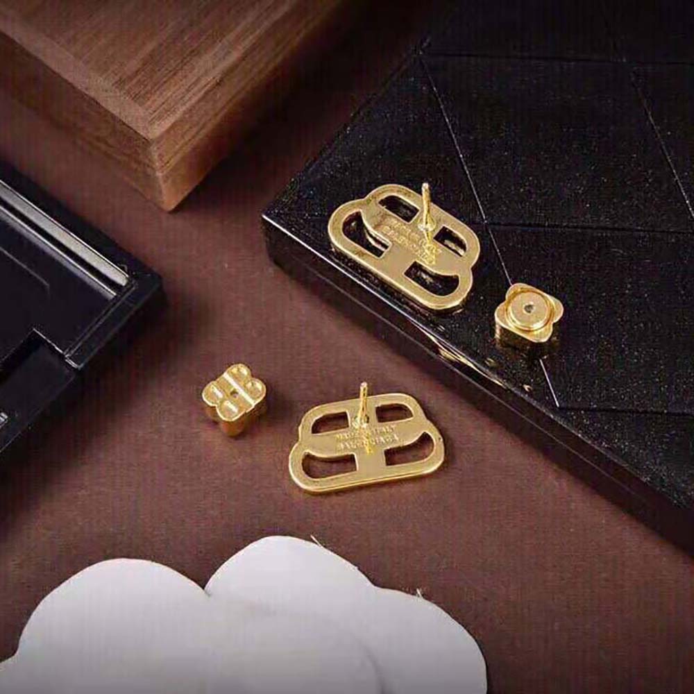 Balenciaga Women BB S Stud Earrings in Gold Brass - image 6