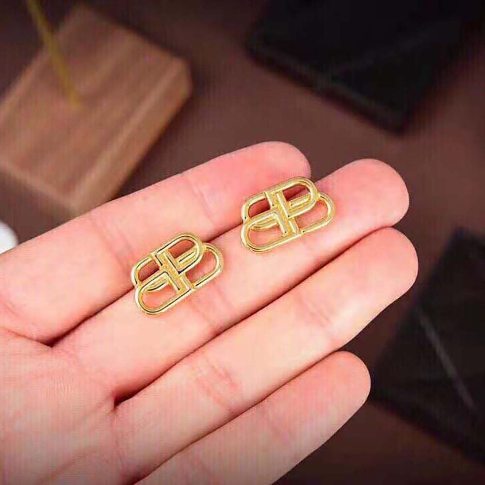 Balenciaga Women BB S Stud Earrings in Gold Brass - image 7