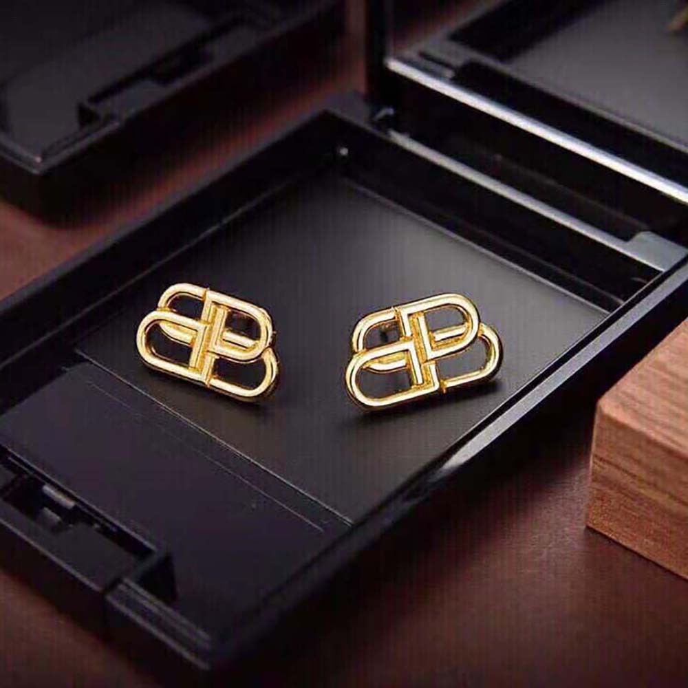 Balenciaga Women BB S Stud Earrings in Gold Brass - image 4