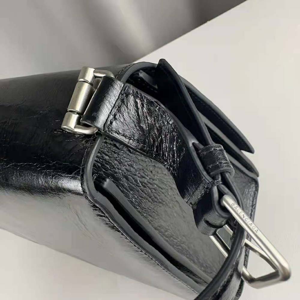 Balenciaga Women Crush Medium Sling Bag in Black Paper Calfskin - image 5
