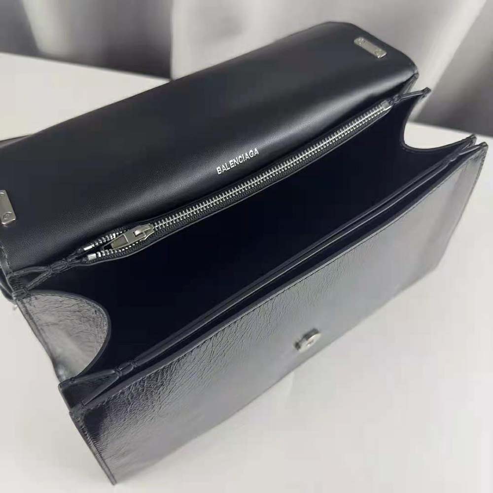 Balenciaga Women Crush Medium Sling Bag in Black Paper Calfskin - image 8