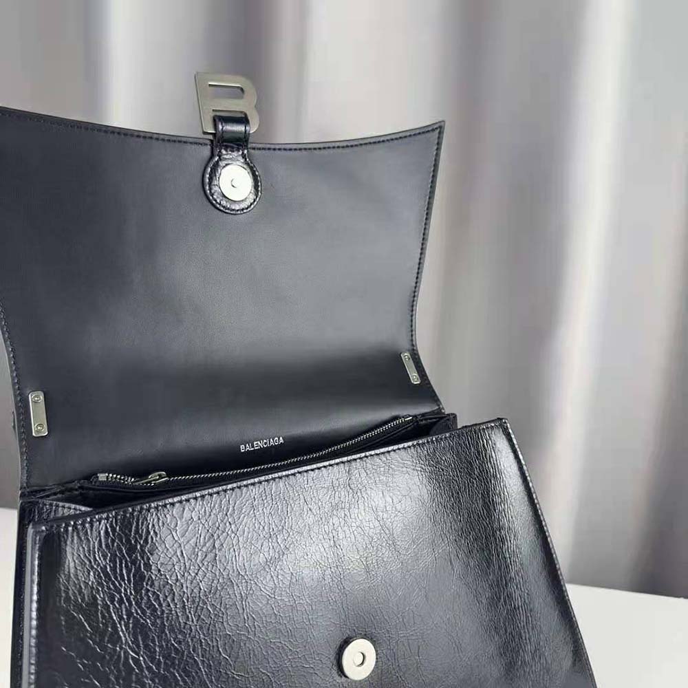 Balenciaga Women Crush Medium Sling Bag in Black Paper Calfskin - image 7