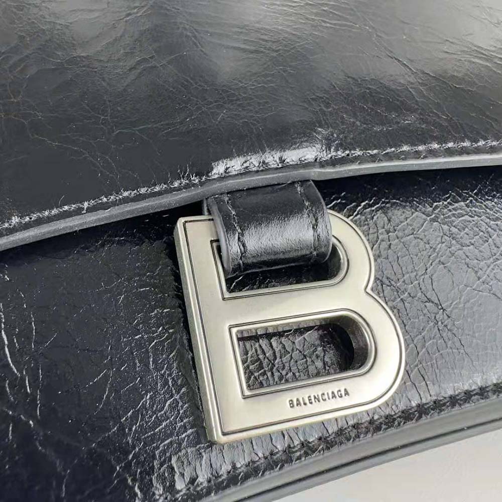 Balenciaga Women Crush Medium Sling Bag in Black Paper Calfskin - image 10