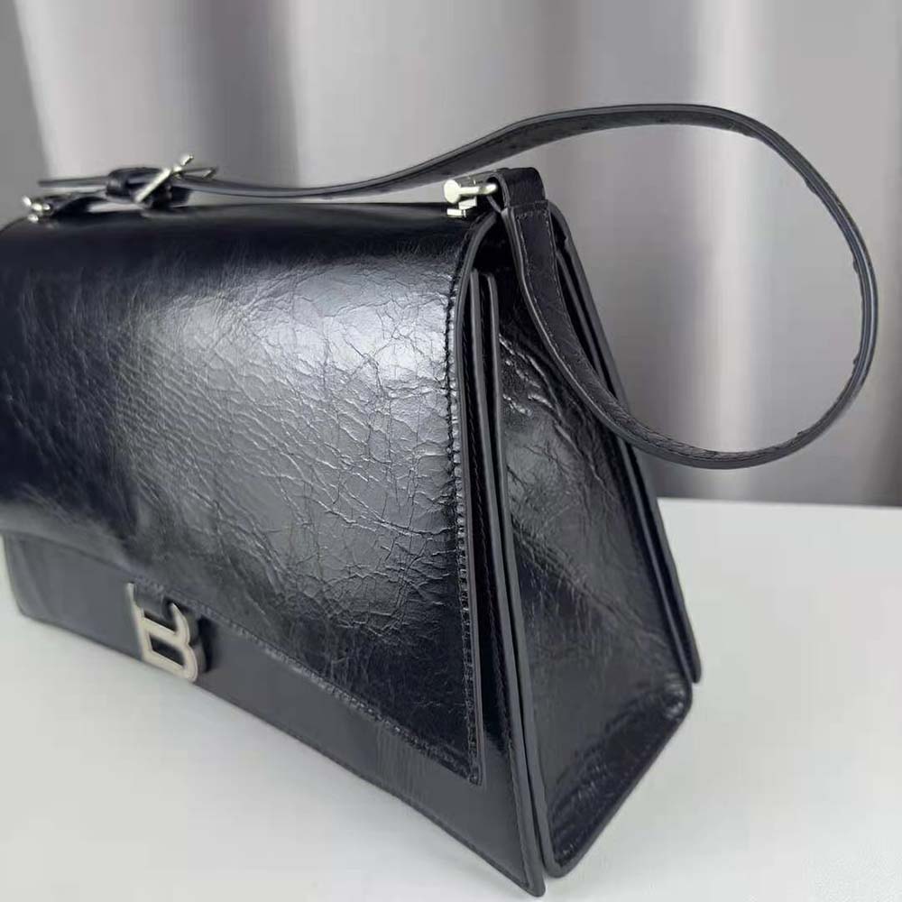 Balenciaga Women Crush Medium Sling Bag in Black Paper Calfskin - image 6