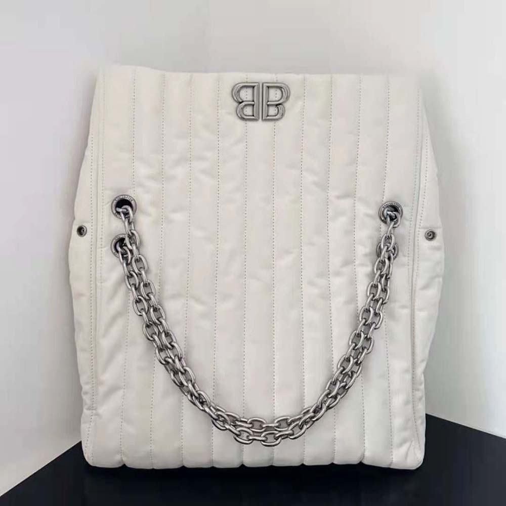 Balenciaga Women Monaco Medium Chain Bag Quilted in off White - image 7
