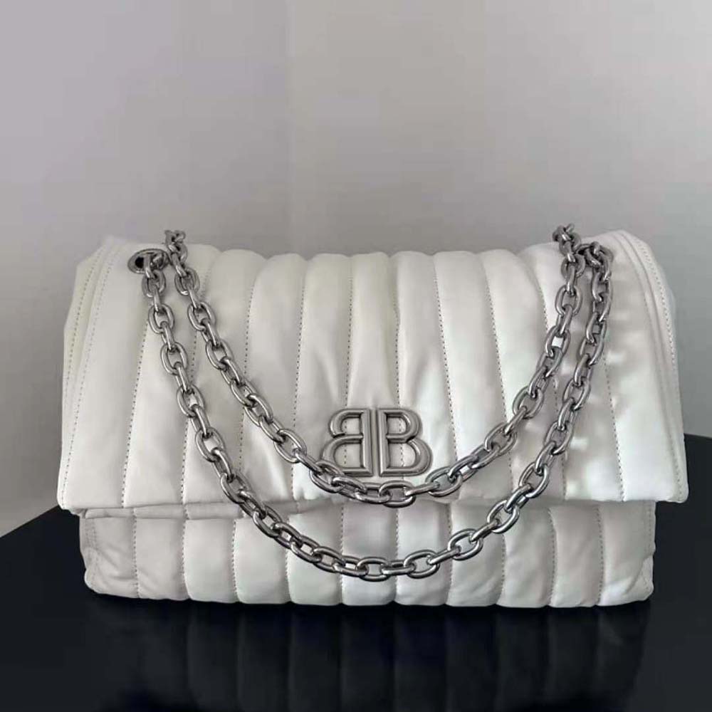 Balenciaga Women Monaco Medium Chain Bag Quilted in off White - image 4