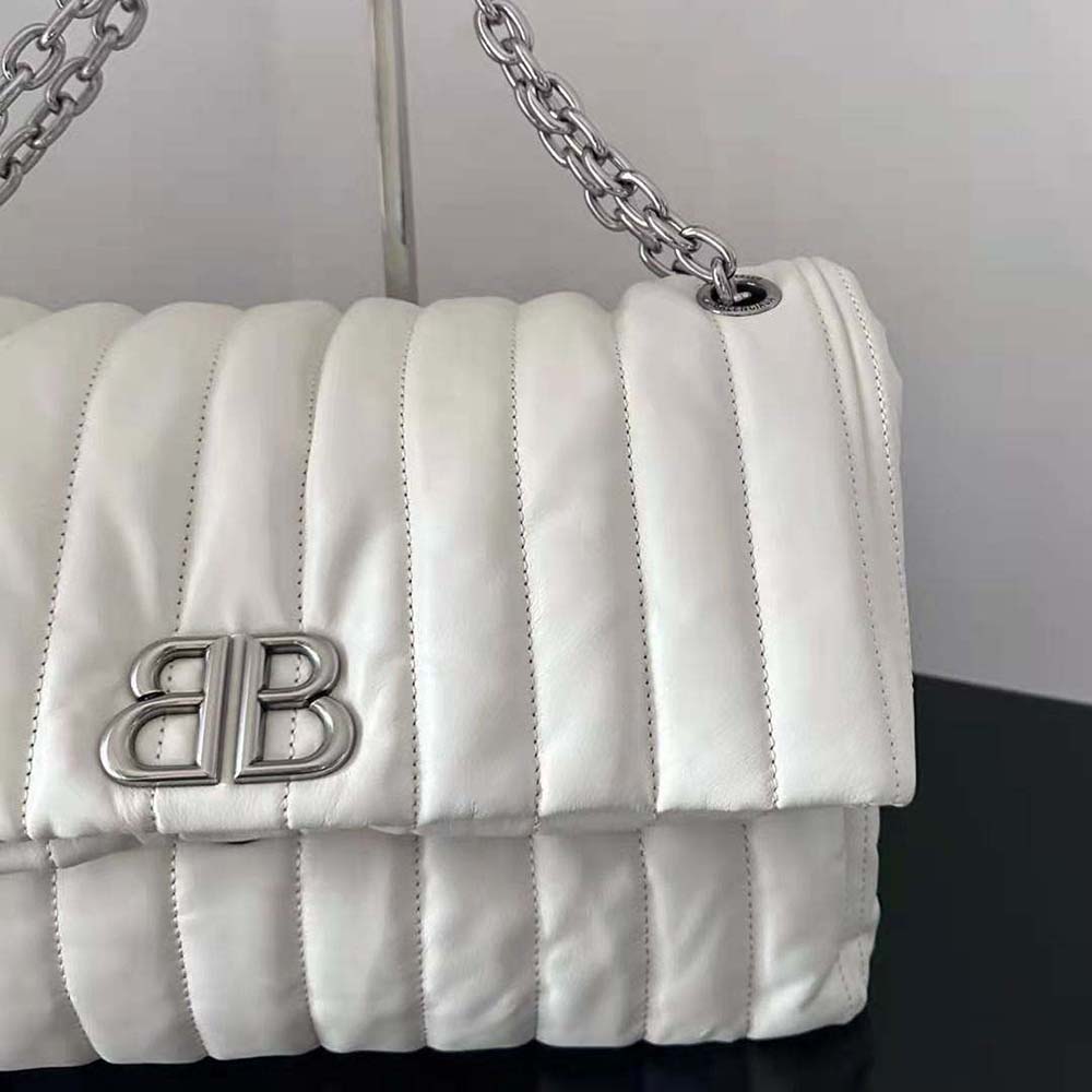 Balenciaga Women Monaco Medium Chain Bag Quilted in off White - image 9