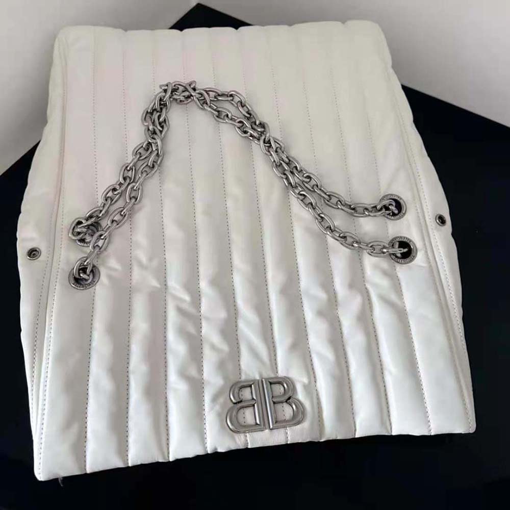 Balenciaga Women Monaco Medium Chain Bag Quilted in off White - image 10