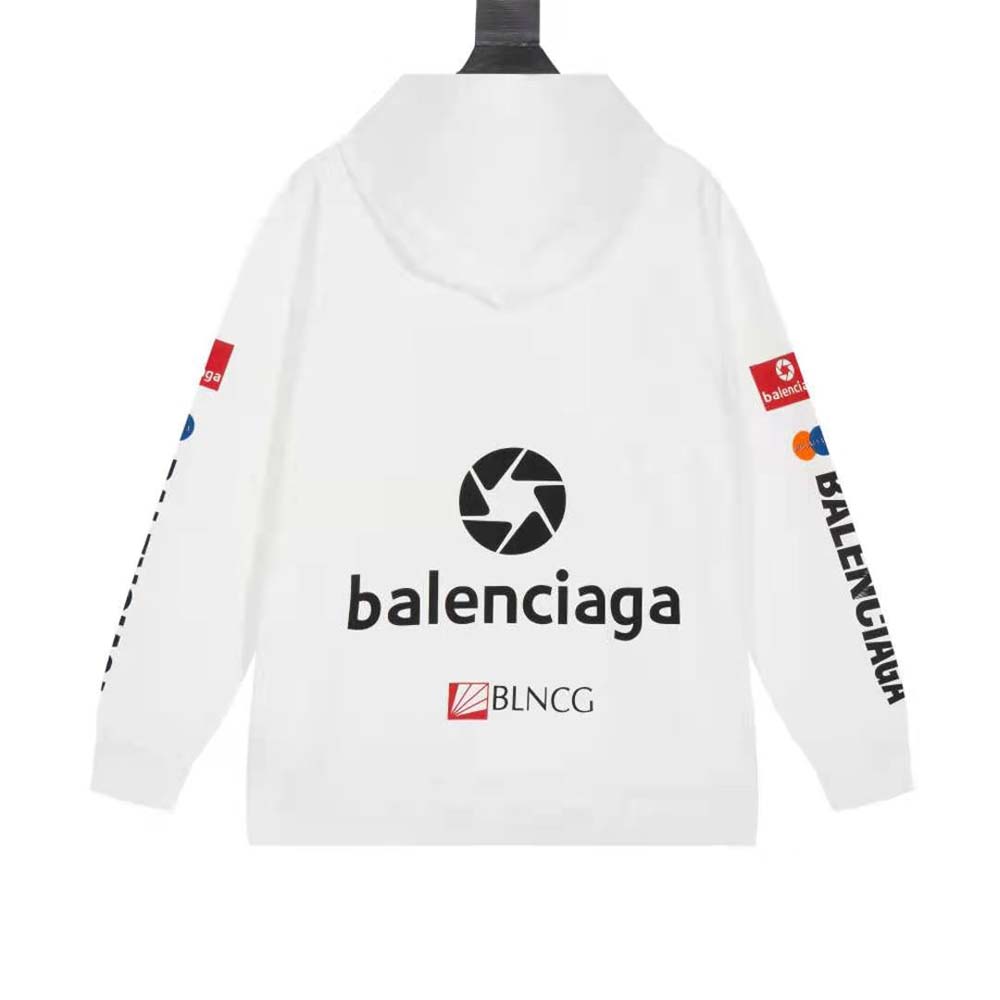 Side angle showing oversized fit of Balenciaga Women Top League Hoodie
