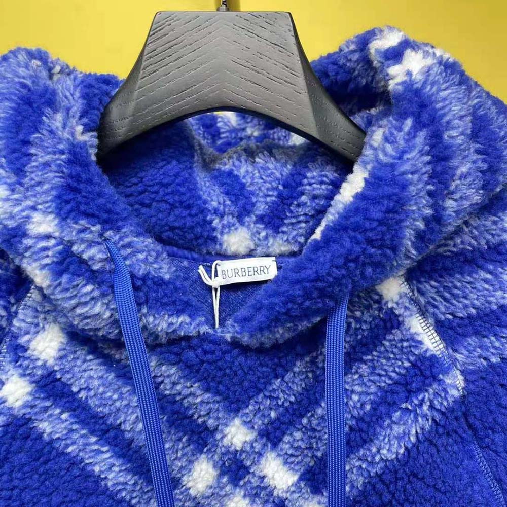 Burberry Women Check Fleece Hoodie-Blue - image 6