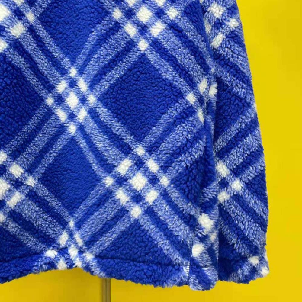 Burberry Women Check Fleece Hoodie-Blue - image 5