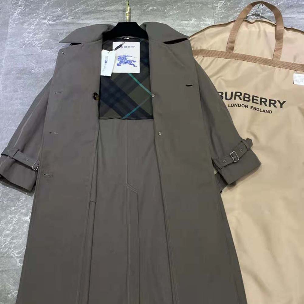 Burberry Men Long Castleford Trench Coat-Green - image 6