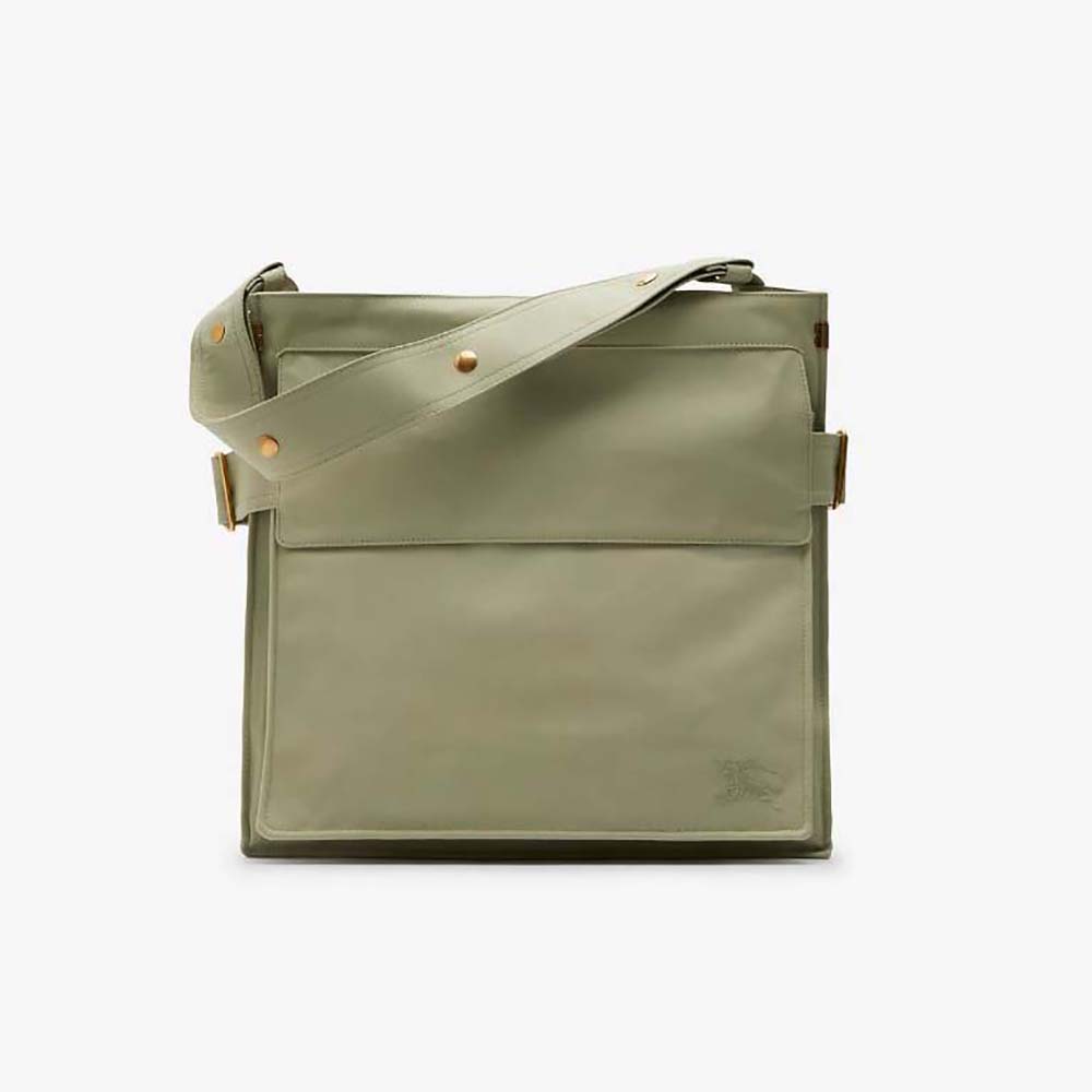 Front view of Burberry Men Trench Tote-Green showing signature hardware