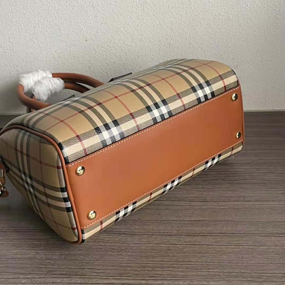 Burberry Women Check Medium Bowling Bag-Brown - image 5