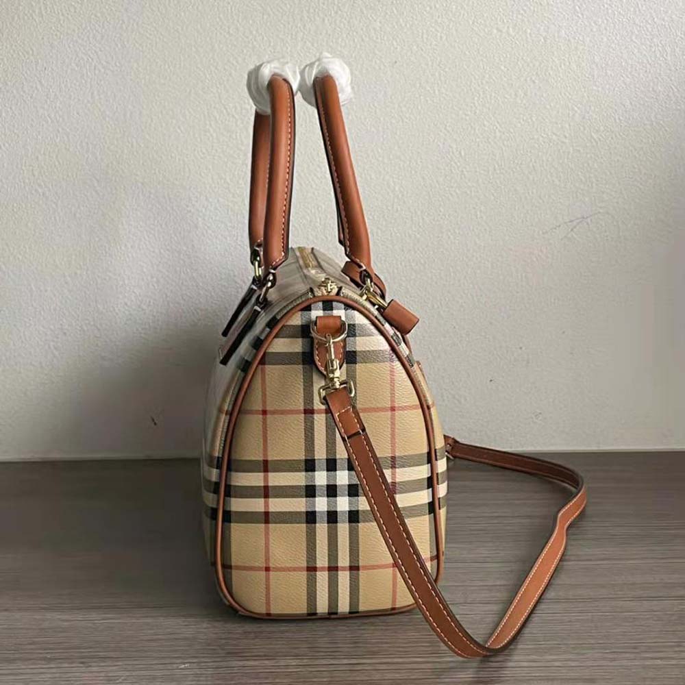 Burberry Women Check Medium Bowling Bag-Brown - image 4