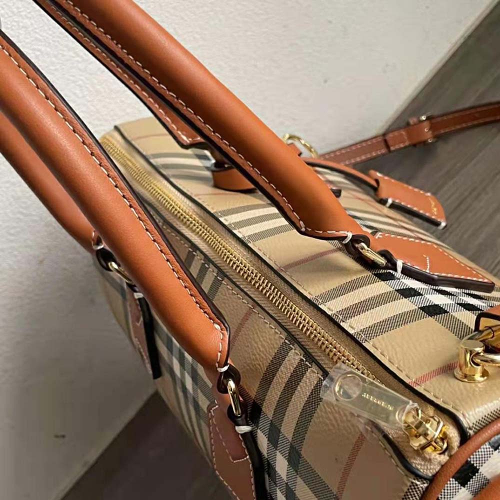 Burberry Women Check Medium Bowling Bag-Brown - image 6