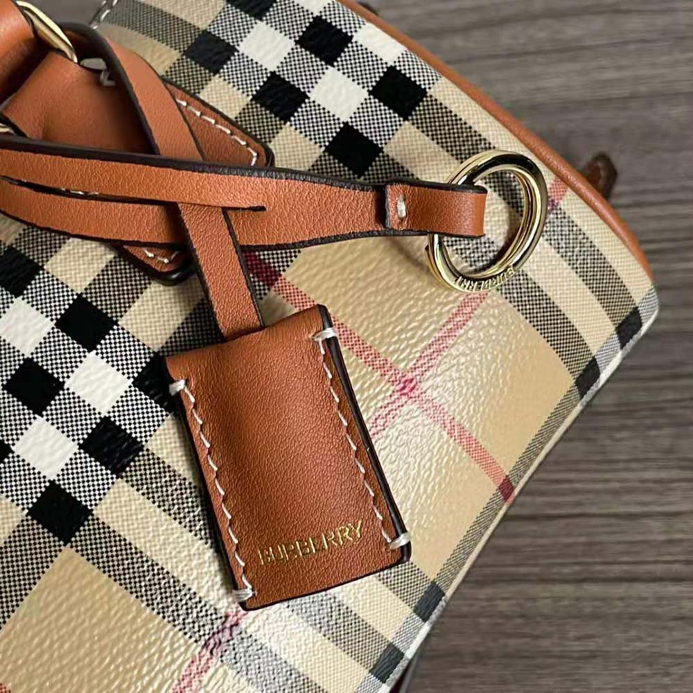 Burberry Women Mini Check Bowling Bag-Brown - image 8