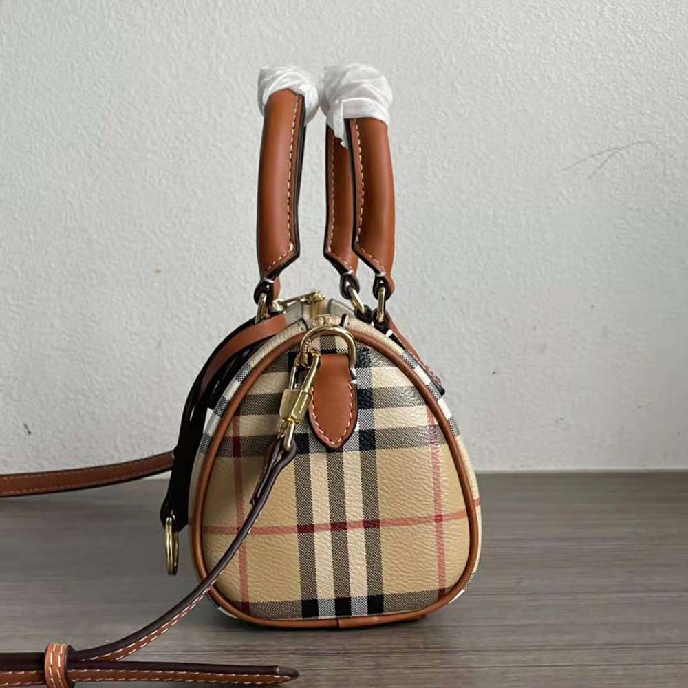 Burberry Women Mini Check Bowling Bag-Brown - image 5