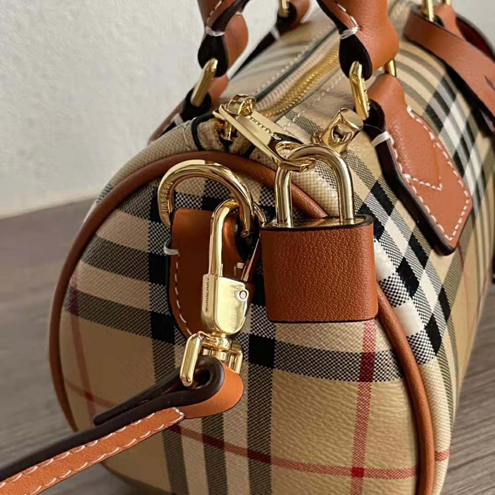 Burberry Women Mini Check Bowling Bag-Brown - image 7