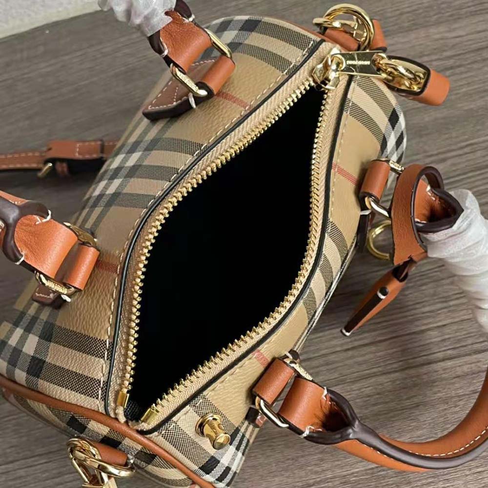 Burberry Women Mini Check Bowling Bag-Brown - image 9