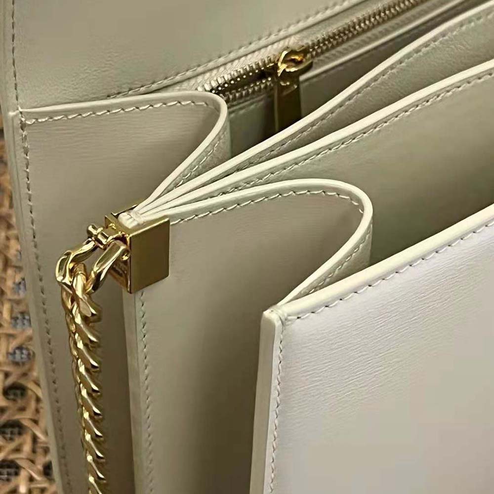 Celine Women Classique Triomphe Bag in Shiny Calfskin-Beige - image 8